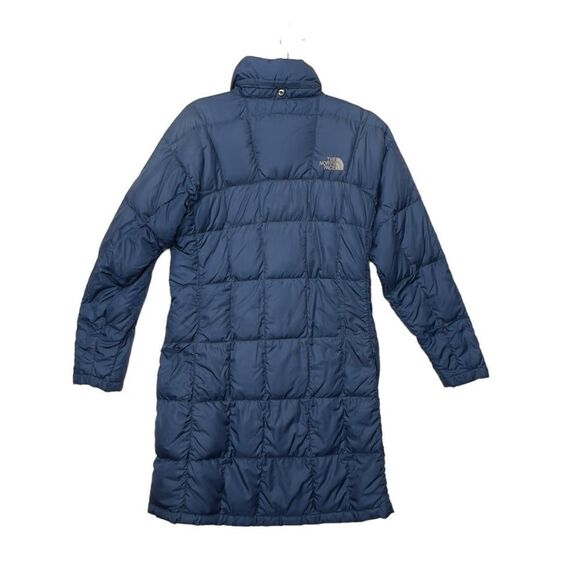 The North Face Down Puffer Jacket Women Blue Long Quilted Parka Small FLAWED - Picture 2 of 16